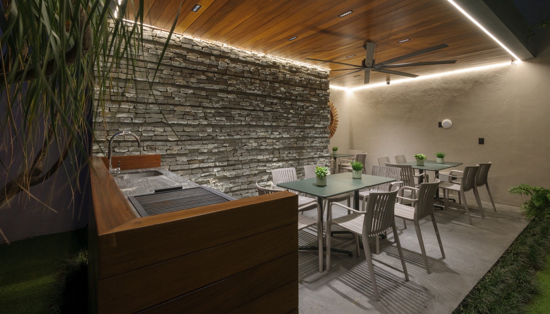 Terraza social con asador
